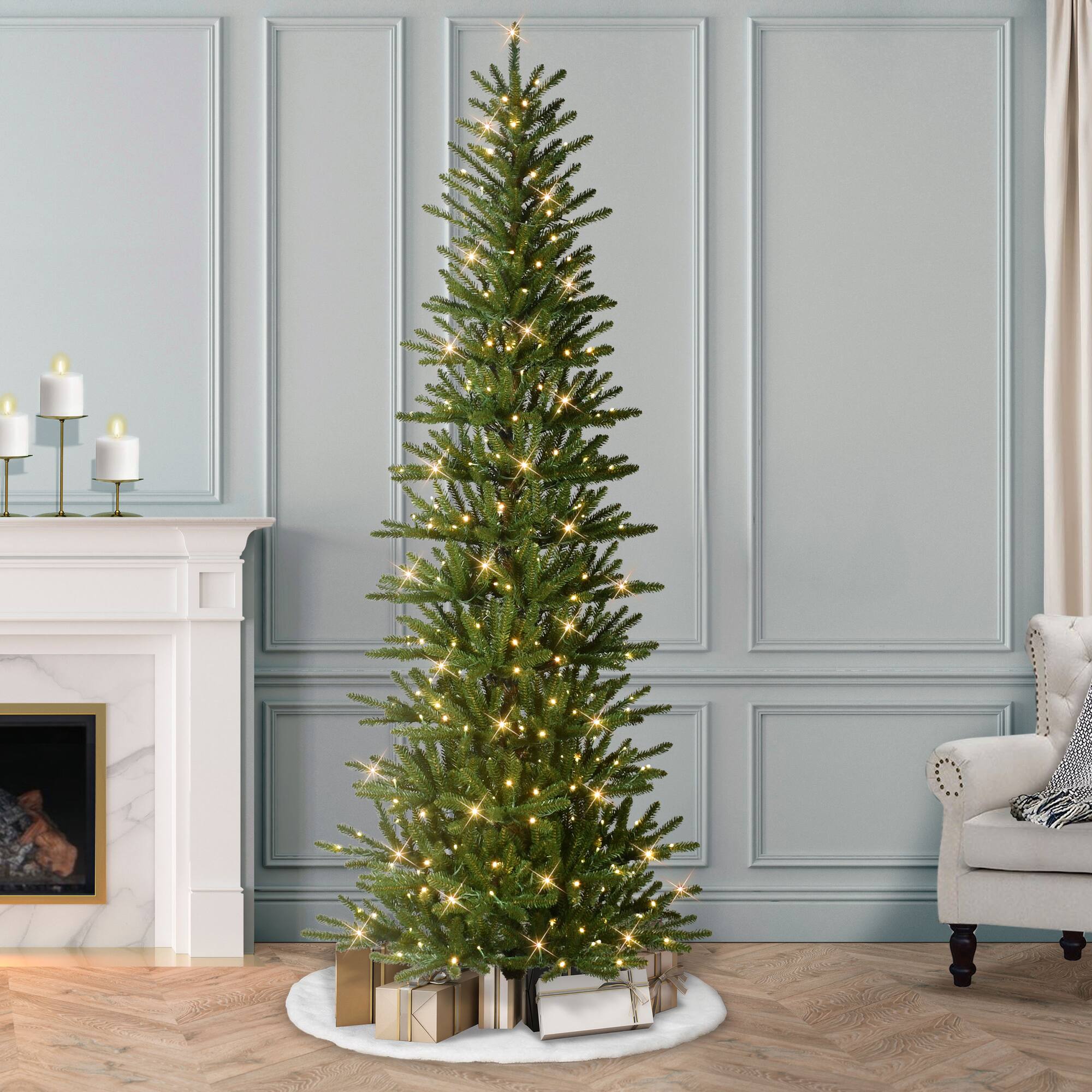 7.5ft. Pre-Lit Mountain Spruce Artificial Christmas Tree, Warm White LED Lights